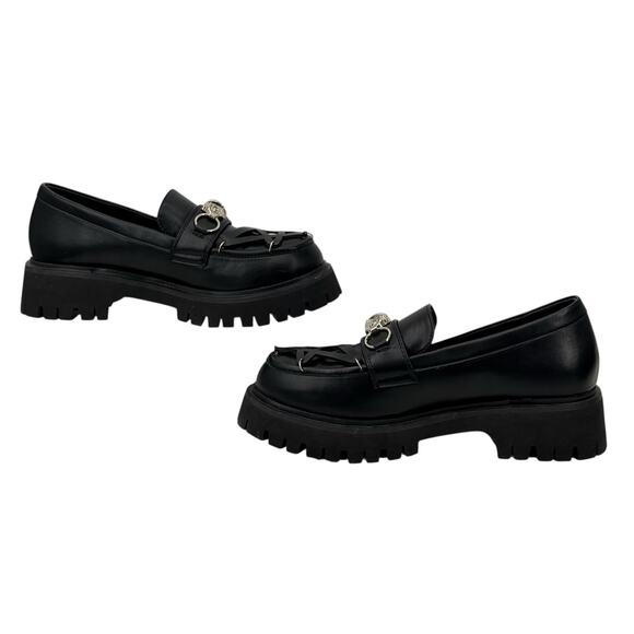 Koi Dolls Kill Silent Dusk Owl Pentagram Chunky Loafers 7 Women's Gothic Vegan - Picture 4 of 12